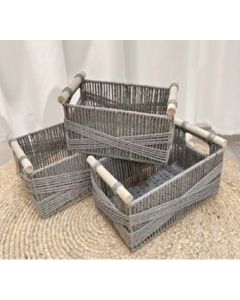 Σετ 3 Καλάθια Bamboo σε Γκρί  36x23x24cm,31x19x13cm &26x15x12cm Etoile AB-014B