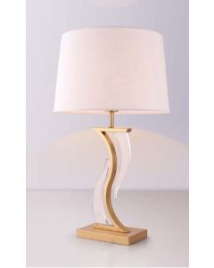 Επιτραπέζιο Φωτιστικό 38xH65cm 1xE27 Λευκό Καπέλο, Διαφάνειες & Χρυσά Στοιχεία Etoile DF-842