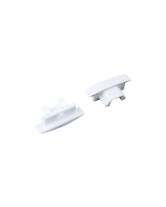 SET OF WHITE PLASTIC END CAPS FOR P108, 1PC WITH HOLE & 1PC WITHOUT HOLE  ACA EP108