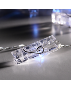 "PLASTIC CLIPS" 10 LED ΛΑΜΠΑΚ ΣΕΙΡΑ ΜΠΑΤΑΡ.(3xAA) ΨΥΧΡΟ ΛΕΥΚΟ IP20 135+30cm ΔΙΑΦΑΝ ΚΑΛΩΔ ΤΡΟΦΟΔ ACA FCLIP10W2A