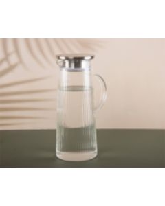 Κανάτ Νερού Γυάλινη 1300ml με Διακριτική Ρίγα,  Ανοξείδωτο Καπάκι & Φίλτρο Etoile LLM-321