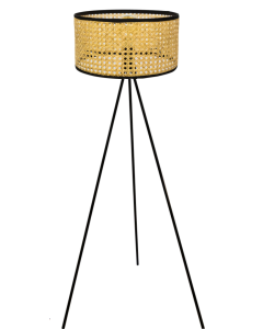 Επιδαπέδιο Φωτιστικό 45x147cm 1xE27 Μεταλλικός Τρίποδας Ψάθινο Καπέλο Etoile LM-417