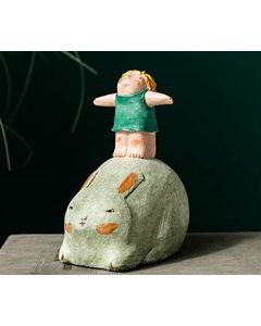 Επιτραπέζιο Κεραμικό Διακοσμητικό Λαγός & Κοριτσάκι 18x6cm Etoile MB-125