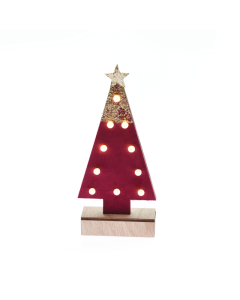 "WOODEN RED TREE GOLD GLITTER STAR", 10 MINI LED ΛΑΜΠ. ΜΠΑΤ. (2xAA) WW IP20 12.5X4.5X27CM ACA X061011209