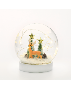 "GLASS SNOW BALL DEER", 10 MINI WW LED ΛΑΜΠ. ΜΠΑΤ. (2XAAA) IP20 Φ12CM ACA X07101131