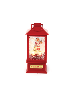 "PLASTIC SNOWY MUSIC SANTA LANTERN", 2 MINI LED ΛΑΜΠΑΚ. WW, ΜΠΑΤ. (3ΑAΑ),IP20, 10Χ10Χ20CM ACA X0721106