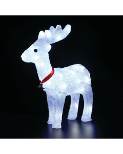 ACRYLIC STANDING REINDEER WITH RIBBON 40 LED ΛΕΥΚΑ IP44 31*13,5*33cm  30cm ΚΑΛ. ACA X0840224