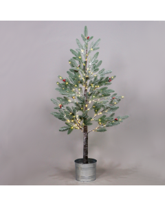 SNOW FLOWER TREE WITH RED CHERRY&POT 168WW LED ΛΑΜΠΑΚ ΑΝΤΑΠ(4,5V)IP44 ΥΨ.120CM Ø20CM 3MΚΑΛΩΔ ΤΡΟΦ ACA X10168144