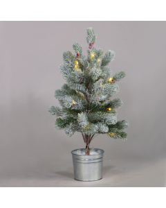 “SNOW PINE TREE WITH RED CHERRY AND POT” 28 WW LED ΛΑΜΠΑΚ. IP20 3xAA ΥΨΟΣ 55cm Ø12,5cm ACA X1028114