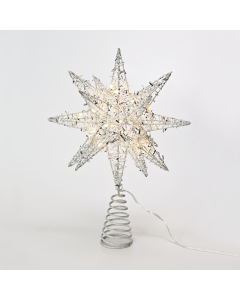 "SILVER TINSEL THREAD STAR 2" 20 MINI WW LED ΛΑΜΠ. ΜΠΑΤ. 3ΧΑΑ,IP20 28x5x20cm ACA X112011282