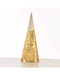 "CHAMPAGNE GOLD & WHITE SEQUIN CONE TREE" 20 WW LED ΛΑΜΠ. ΜΠΑΤ. 3ΧΑΑ,IP20 Φ18.5Χ50CM ACA X1120118