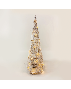 "RATTAN CONE TREE WITH SNOW" 30 MINI WW LED ΛΑΜΠ. ΜΠΑΤ. 3ΧΑΑ,IP20 Φ18.5Χ50CM ACA X11301110