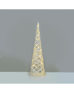 "WHITE & SILVER CONE TREE" 30 MINI WW LED ΛΑΜΠ. ΜΠΑΤ. 3ΧΑΑ,IP20 Φ17X60CM ACA X11301118