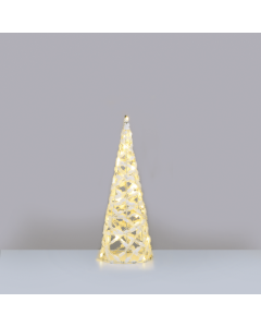 "WHITE COTTON THREAD CONE TREE" 30 MINI WW LED ΛΑΜΠ. ΜΠΑΤ. 3ΧΑΑ,IP20 Φ18.5X50CM ACA X11301119