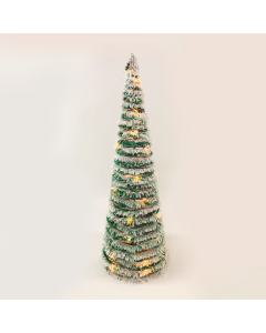 "GREEN RATTAN CONE TREE WITH SNOW" 30 MINI WW LED ΛΑΜΠ. ΜΠΑΤ. 3ΧΑΑ,IP20 Φ18.5Χ50CM ACA X1130119