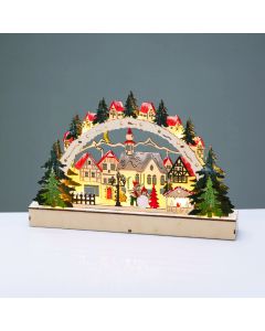 WOODEN XMAS VILLAGE 12 LED ΘΕΡΜΑ ΣΤΑΘΕΡΑ IP20 ΔΙΑΚΟΣΜΗΤΙΚΟ ΜΠΑΤ 2ΧΑΑΑ 38x5x21.5cm ACA X15121107