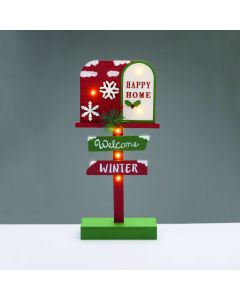 WOODEN XMAS SIGN WELCOME WINTER 6 LED IP20 ΘΕΡΜΑ ΜΠΑΤ 2ΧΑΑΑ ΔΙΑΚΟΣΜΗΤΙΚΟ 18x6x39.5cm ACA X156105