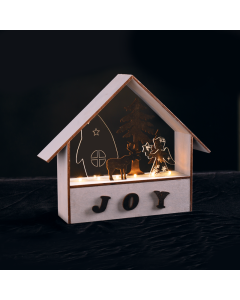 "WOODEN HOUSES" 6 LED ΛΑΜΠΑΚ ΜΠΑΤΑΡ(2xAAA) ΓΚΡΙ ΞΥΛΟ ΘΕΡΜΟ ΛΕΥΚΟ IP20 27.8x6.5x24.5cm  ACA XWHOMEA3A