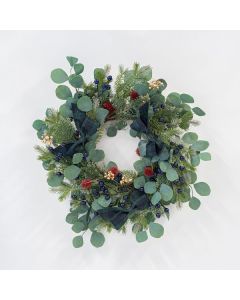 ΣΤΕΦΑΝΙ, ΜΕ ΜΠΛΕ BERRY ΚΑΙ ΠΡΑΣΙΝΟΥΣ ΦΙΟΓΚΟΥΣ, 60cm Eurolamp 600-45533
