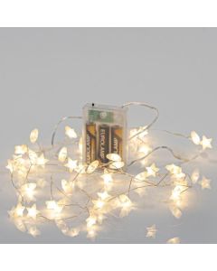 ΣΕΙΡΑ, 40 MINI LED, ΜΕ ΠΛΑΣΤΙΚΑ ΑΣΤΕΡΙΑ, ΜΠΑΤΑΡΙΑΣ 3xAA, TIMER, ΘΕΡΜΟ ΛΕΥΚΟ LED, ΑΝΑ 3,5cm, ΠΡΟΕΚΤΑΣΗ ΠΑΡΟΧΗΣ 50cm, IP20 Eurolamp 600-11468