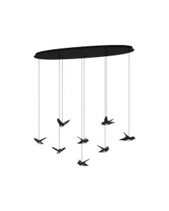 Κρεμαστό Φωτιστικό 116xH150cm Led 8x4,2w Μαύρα Πουλιά Eglo Paratebueno 390055
