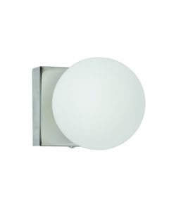 InLight Επιτοίχιο φωτιστικό από χρώμιο μέταλλο και λευκή οπαλίνα 1XG9 D:9cm 43420-1