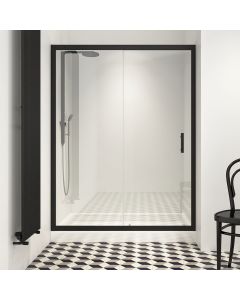 Καμπίνα 110xH200cm 1 Σταθερό-1 Συρόμενο Προφίλ Black Mat, Κρύσταλλο 6mm Clear Nanotechnology Orabella Energy Easy Fix Black Matt 30709