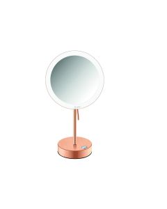 Καθρέπτης Μεγεθυντικός x3 Led Μπαταρίας 4xAA Επικαθήμενος Ø20xH36,5 cm Brushed Rose Gold 24K Sanco Cosmetic Mirrors MRLED-903-AB6