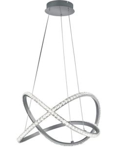 Φωτιστικό Κρεμαστό Ασημί D50xH150cm Led SMD 26w 3000lm Trio Lighting RL Rubin R32021105