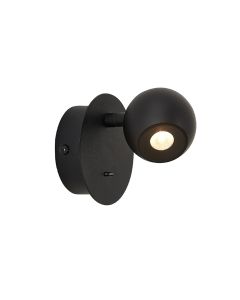 Απλίκα με Διακόπτη Led 3,3w 3000K 207lm D90xØ65xP110mm Black Sebastian Viokef 4270800