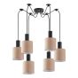 SE21-BL-4-BL6-SH3 ADEPT TUBE Black Pendant Brown Fabric Shade+ HOMELIGHTING 77-8520