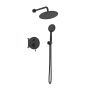 Orabella Terra Black matt - Shower set εντοιχισμού με Μπαταρία λουτρού, εντοιχισμού 2 σημείων, κεφαλή Φ250 με βραχίονα και τηλέφωνο ντουζ με σπιράλ και επιτοίχειο στήριγμα 10272