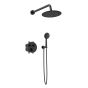 Orabella Terra|Preciosa Black matt - Set εντοιχισμού, με θερμοστατική μπαταρία λουτρού 2 σημείων με στρόγγυλλη κεφαλή, βραχίονα, παροχή - στήριγμα και τηλέφωνο ντουζ με σπιράλ 10289