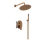 Orabella Oval Rose gold - Shower set εντοιχισμού με Μπαταρία λουτρού, εντοιχισμού 2 σημείων, κεφαλή Φ250 με βραχίονα και τηλέφωνο ντουζ με σπιράλ και επιτοίχειο στήριγμα 10478