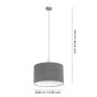 Φωτιστικό Κρεμαστό Μονόφωτο Ø38 εκ.Νίκελ σατινέ / Ύφασμα Γκρι Eglo Pasteri 31573