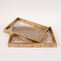 S/2 ΔΙΣΚΟΣ PS ΜΕ ΓΥΑΛΙ ΚΑΦΕ 40x30x4.5cm / 35x25x4.5cm Eurolamp 819-01158