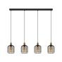 Φωτιστικό Κρεμαστό Τετράφωτο σε Ράγα L1300xΒ165xH1100mm 4xE27 Μαύρο-Μπρονζέ Ατσάλι, Γυαλί Μελί  Eglo Chisle 43528