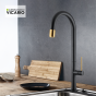 Μπαταρία Κουζίνας με Συρόμενο Ντους Black Matt-Gold Brushed Armando Vicario Tozo 48780-400201