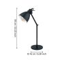 Φωτιστικό Επιτραπέζιο-Γραφείου Ø155xH425mm 1xE27 Μέταλλο Μαύρο Eglo Priddy 49469