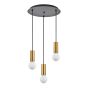 SE21-GM-4-3BL-SH3 ADEPT TUBE Gold Matt Pendant Brown Fabric Shade+ HOMELIGHTING 77-8614