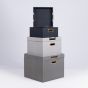 S/3 ΜΠΑΟΥΛΑ ΞΥΛΙΝΑ - PU ΣΚΟΥΡΟ ΓΚΡΙ - ΓΚΡΙ - ΜΠΛΕ 40x40x34cm / 34x34x28cm / 28x28x23cm Eurolamp 810-00262