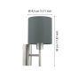 Φωτιστικό Απλίκα  1xE27 L145xA195xH305mm Νίκελ Ματ- Ύφασμα Γκρι Eglο Pasteri 94926