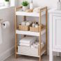 Ραφιέρα Μπάνιου με 3 Ράφια από Bamboo & MDF Natural/White MRShome DF-0010000