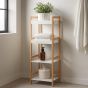 Ραφιέρα Μπάνιου με 4 Ράφια από Bamboo & MDF Natural/White 36x33x110cm MRShome DF-0011000