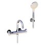 Horus Canopée Contemporary Collection - Complete Set Exposed Thermostatic Wall Bathshower Mixer - Matt Black 60.714-NO