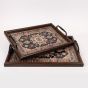 S/2 ΔΙΣΚΟΣ PS ΜΕ ΓΥΑΛΙ ΚΑΦΕ 49.5x36.5x6cm / 44x31x6cm Eurolamp 819-01169