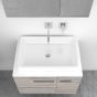 Orabella Solid Surface 70 με μια Πόρτα και δύο Συρτάρια - Κρεμαστό Έπιπλο Μπάνιου για επικαθήμενο νιπτήρα και καθρέπτης ντουλάπι F60175-70158-70103-70159