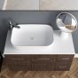 Orabella Solid Surface 100 με δύο Πόρτες και δύο Συρτάρια - Κρεμαστό Έπιπλο Μπάνιου για επικαθήμενο νιπτήρα και καθρέπτης ντουλάπι F60176-70161-70107-70164