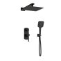 Orabella Elegance Black matt - Shower set εντοιχισμού με Μπαταρία λουτρού, εντοιχισμού 2 σημείων, κεφαλή 250x250 με βραχίονα και τηλέφωνο ντουζ με σπιράλ και επιτοίχειο στήριγμα 10305