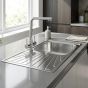 Sanitec Νεροχύτης Ανοξείδωτος 100×50 11446 Cometa Σατινέ 11446-aristeros